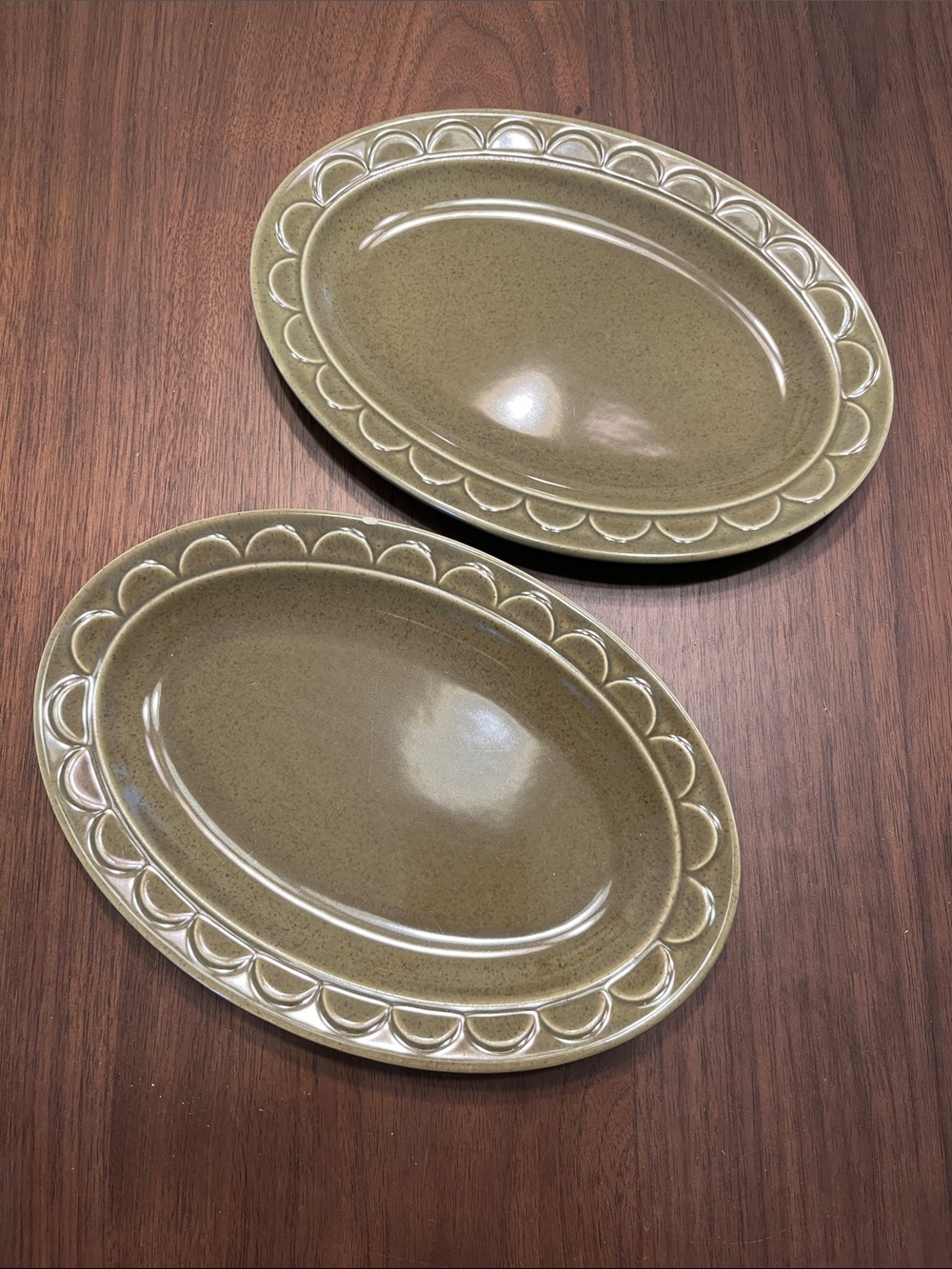 Sheffield Home Olive Green Ceramic Oval Serving Platters - Set of 2